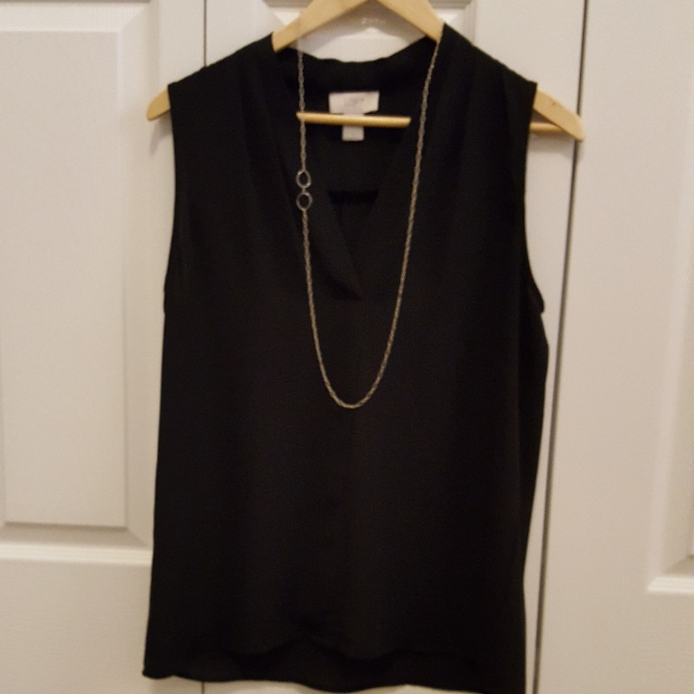 Loft Pleated V-Neck Blouse